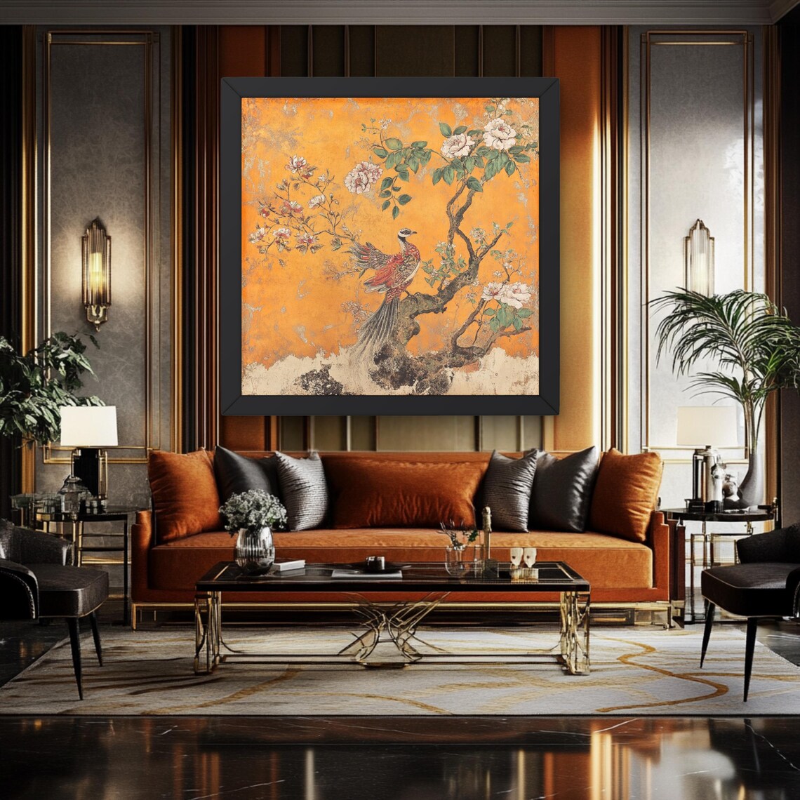 Chinoiserie Japandi Portrait, Asian Art Gift