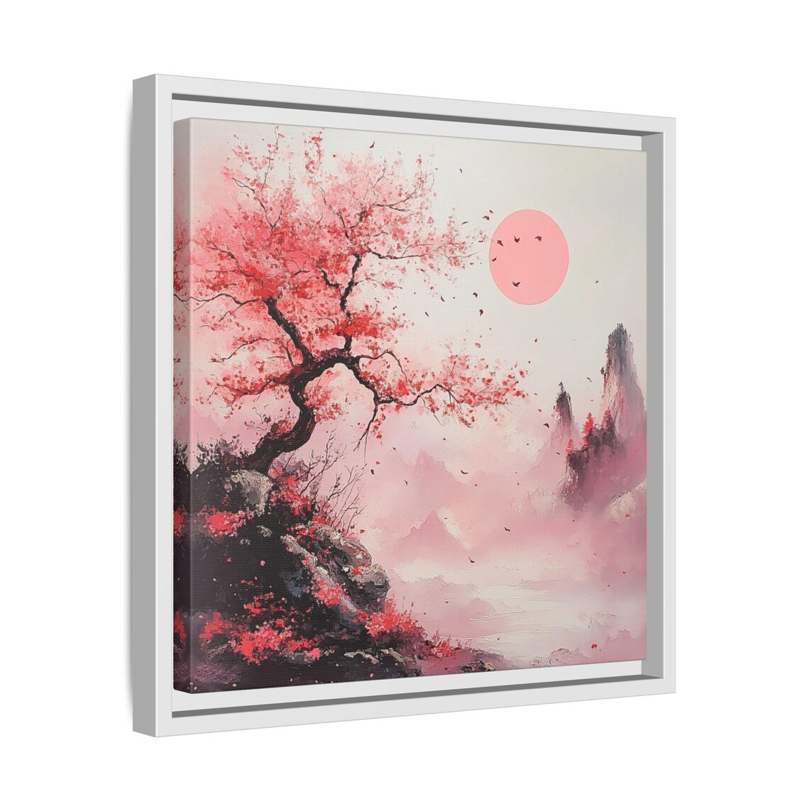 Serene Pink Landscape Japandi Romantic Decor - Image 4