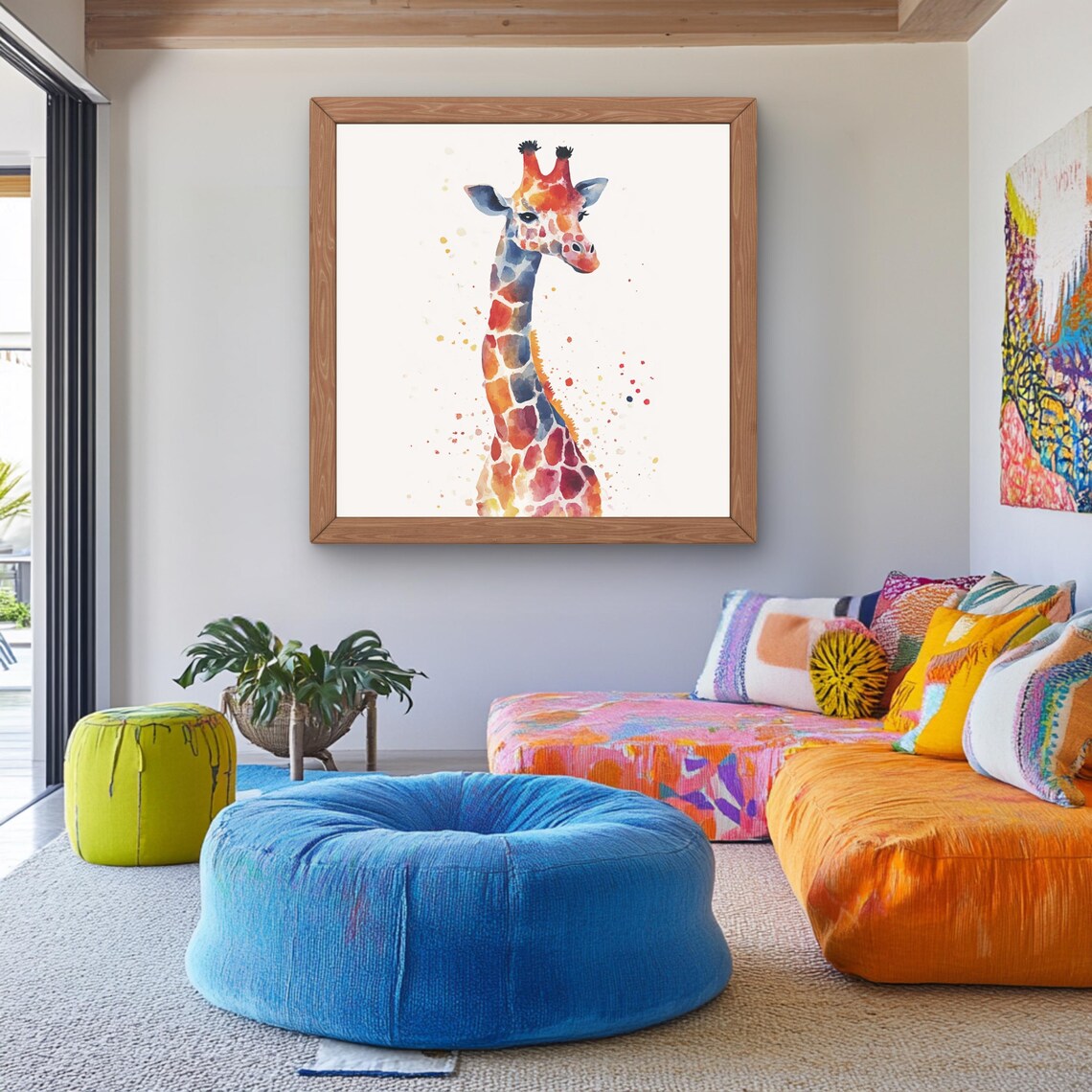 Giraffe Watercolor Art Print, Nursery Decor