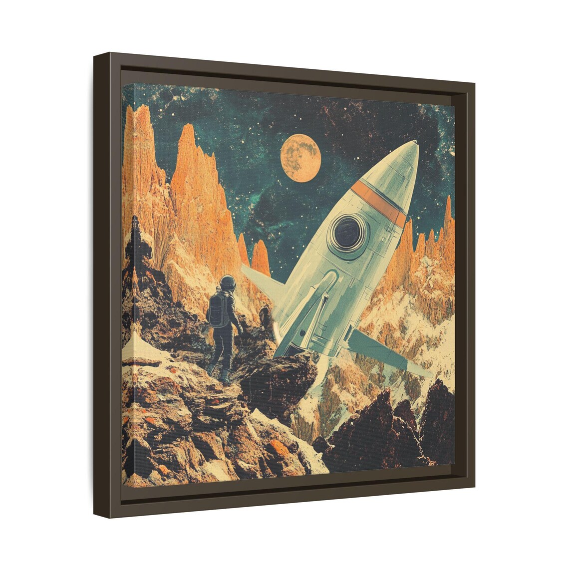 Retro Space Theme Rocket, Futuristic Sci-Fi Poster - Image 3