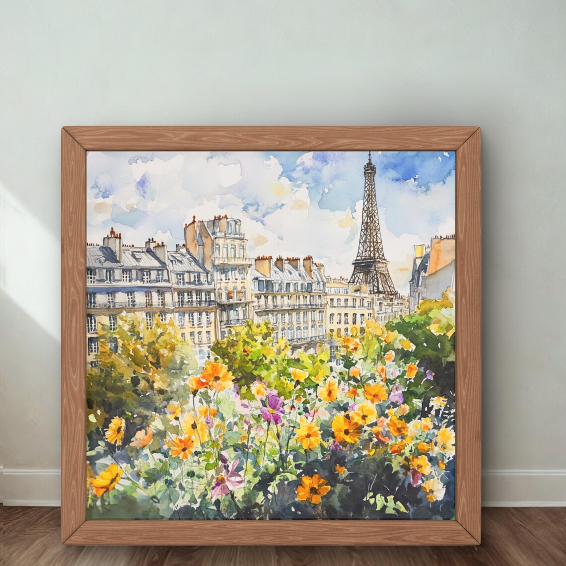 Paris Watercolor Cityscape, Abstract Art Print