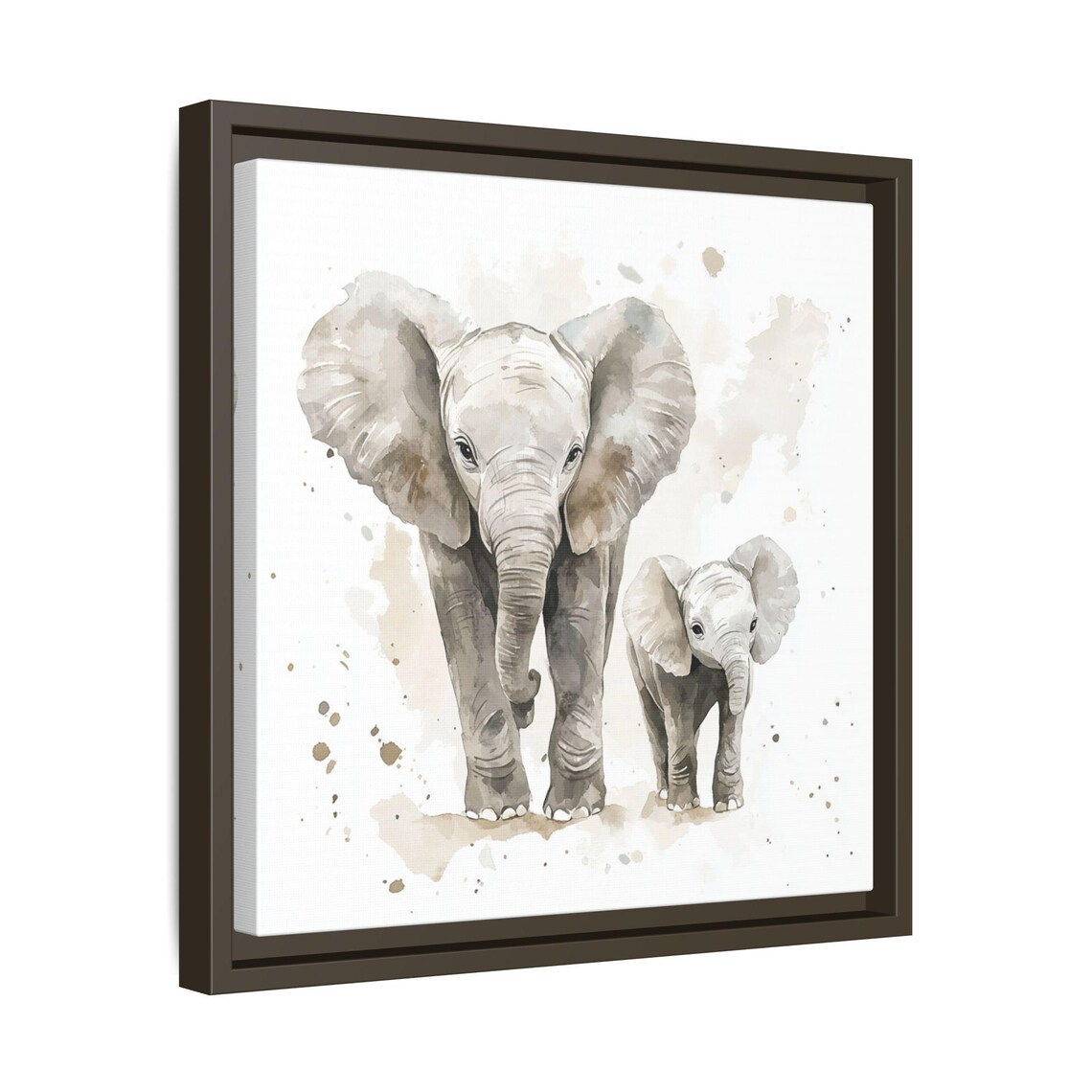 Elephant And Baby Watercolor Animal Art Print - Image 3