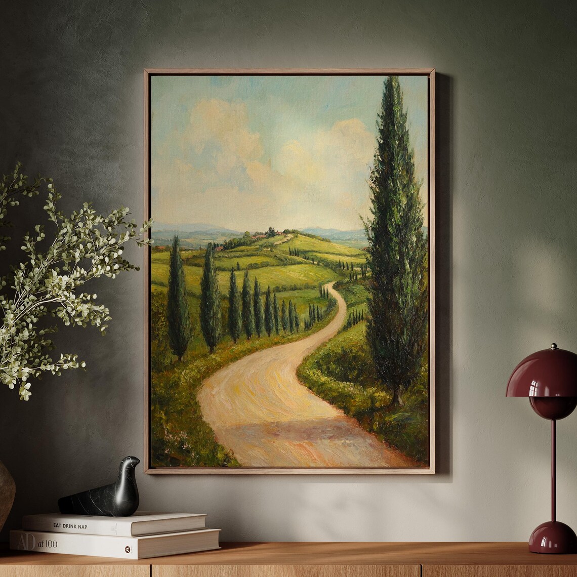 Tuscan Countryside Landscape, Rustic Mediterranean Decor