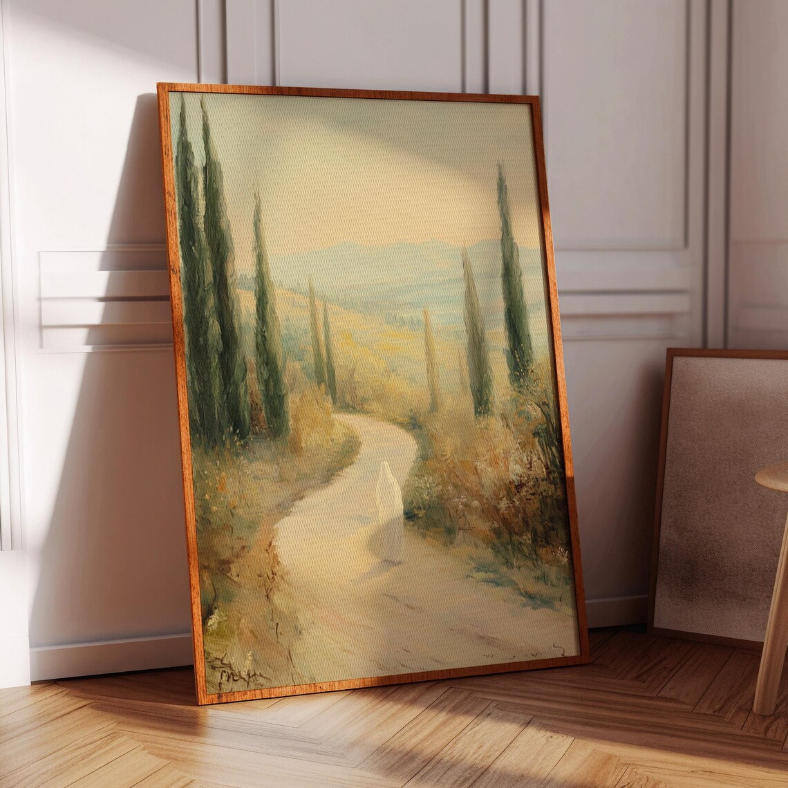 Jesus Walking Country Path, Spiritual Landscape Art Print