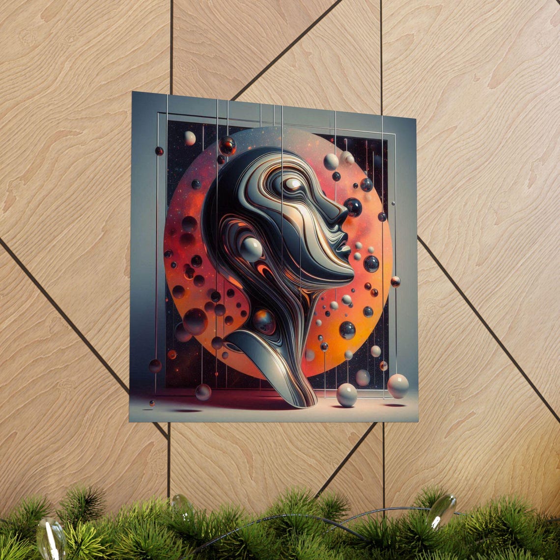 Swirling Cosmic Face Surreal Portrait Among Planets Art Poster - Image 5