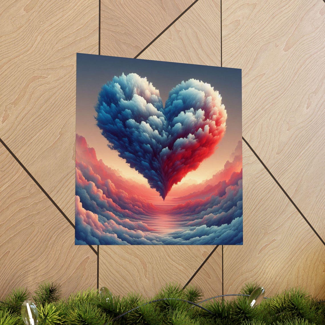 Whimsical Heart Cloud Poster Romantic Wall Art Gift For Couples Bedroom Decor Unique Art Print - Image 5