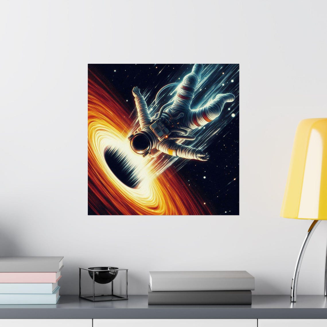 Lone Astronaut Tumbling Helplessly Toward a Black Hole Poster - Image 2