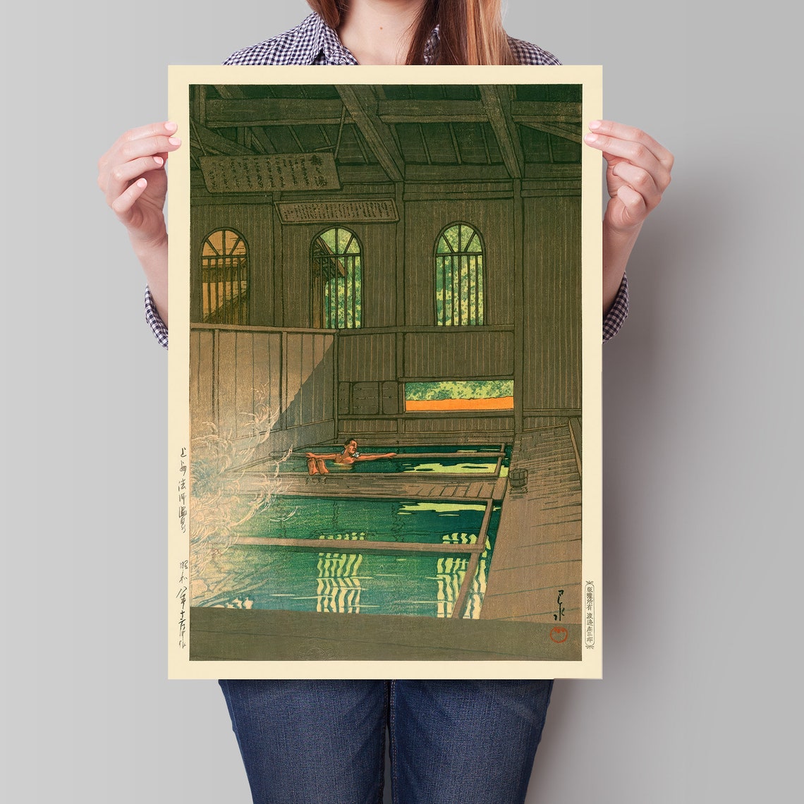 Kawase Hasui Traditional Onsen Bathhouse Steamy Woodblock Art Poster - Image 4