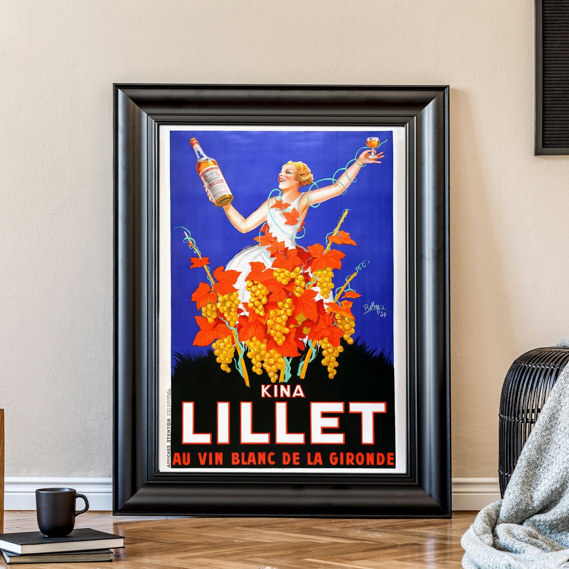 Kina Lillet Vintage French Wine Ad Poster Woman With Grapes Art - Image 2