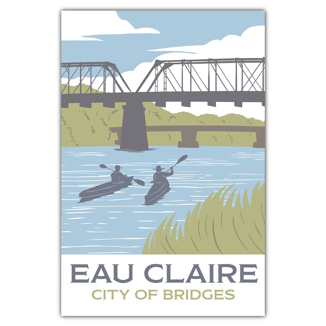 Eau Claire City of Bridges Travel Poster