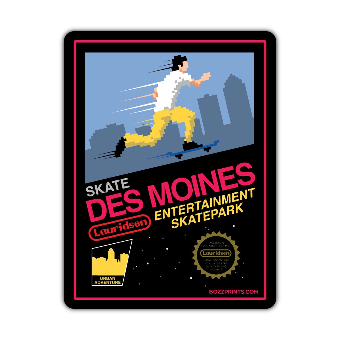 Skate Des Moines Sticker Art Print