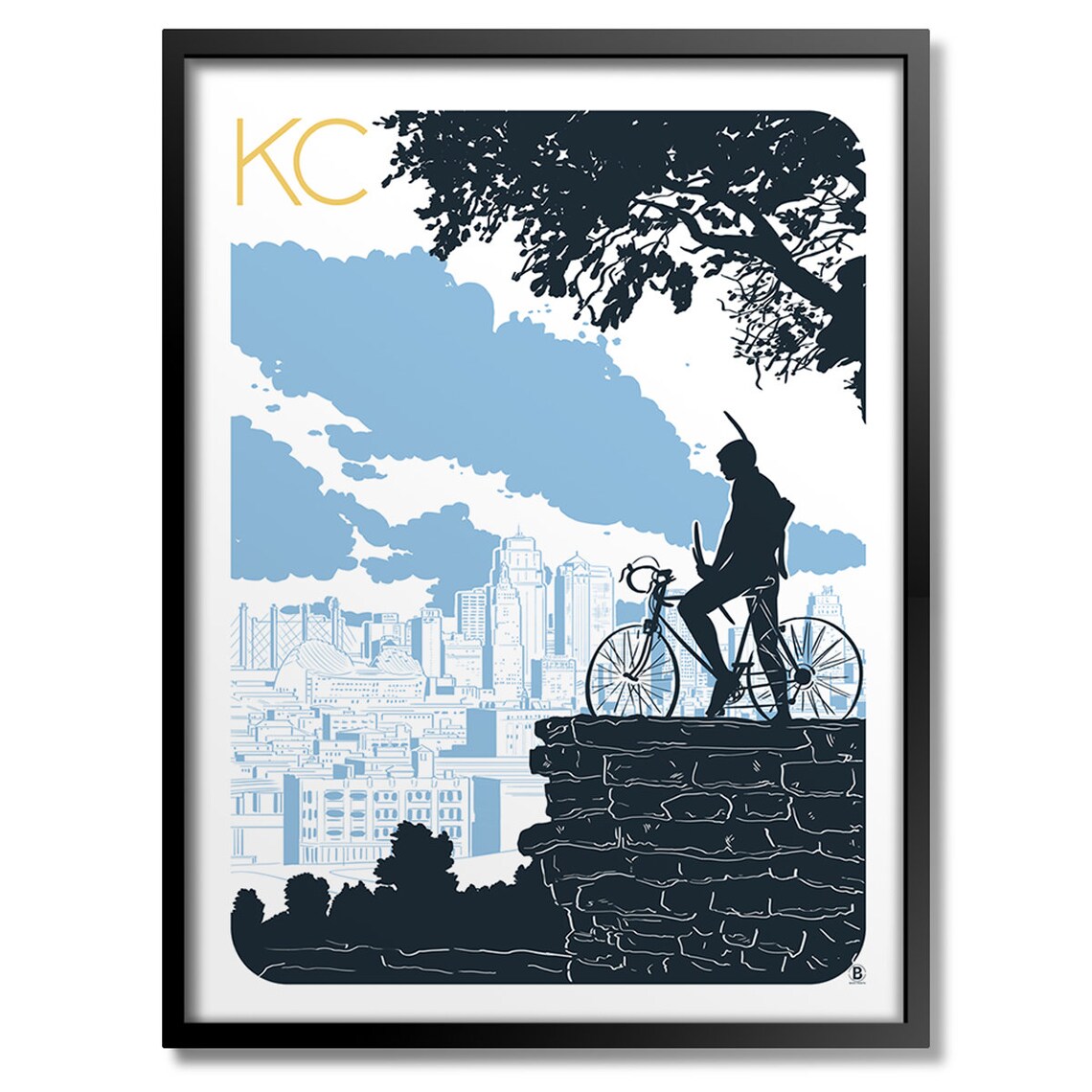 Kansas City Bike Scout Art Print, Travel Poster