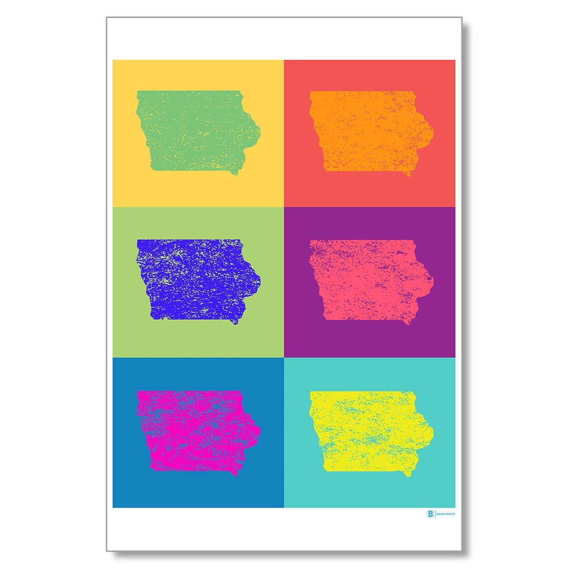 Iowa Pop Art Travel Poster, Vintage Postcard Style