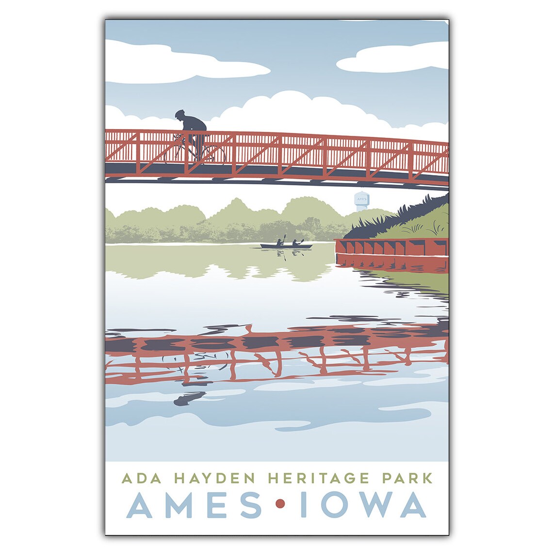 Ada Hayden Heritage Park Ames Iowa Red Bridge Lake Art Poster