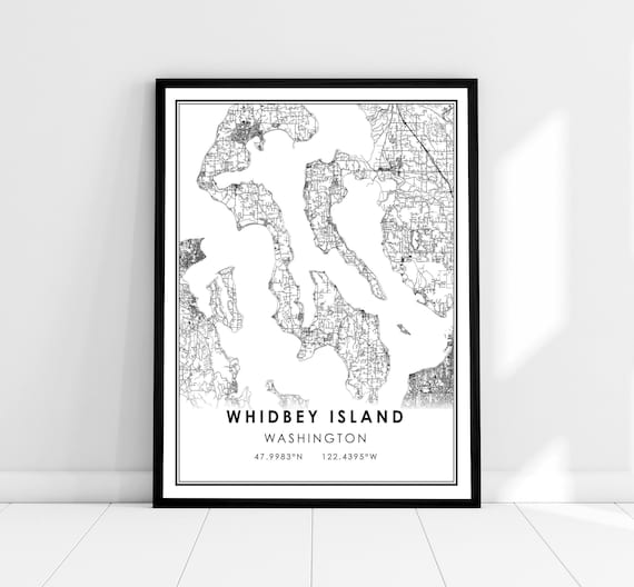 Whidbey Island Map Print, Washington Travel Poster