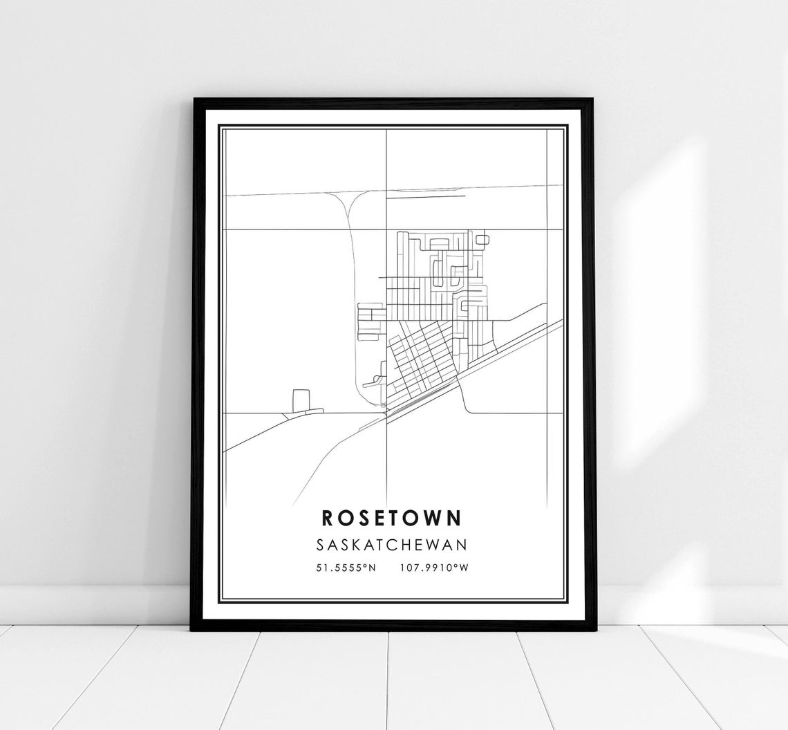 Rosetown Saskatchewan Minimalist Street Map Coordinates Art Poster