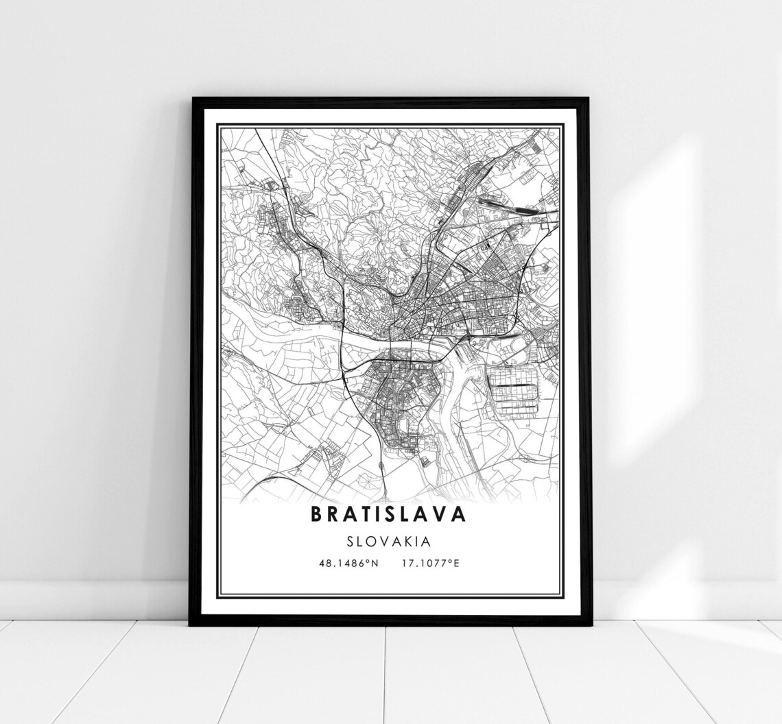 Bratislava Map Travel Poster, Slovakia Road