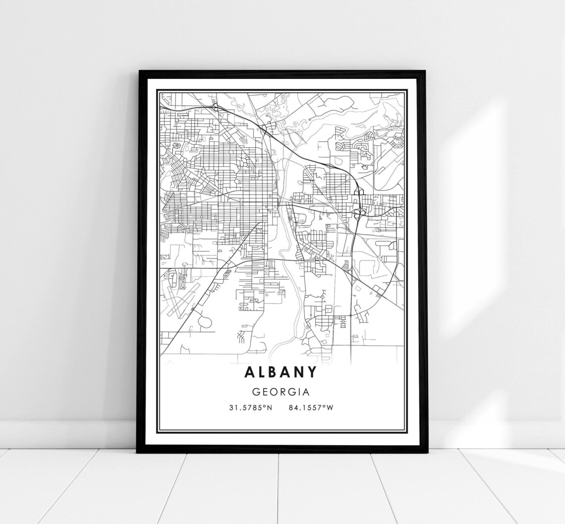 Albany Georgia Map Print, City Travel Poster