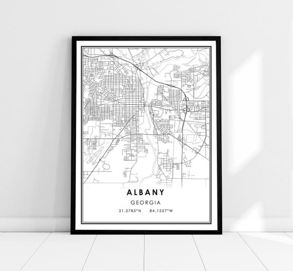 Albany Georgia Map Print, City Travel Poster