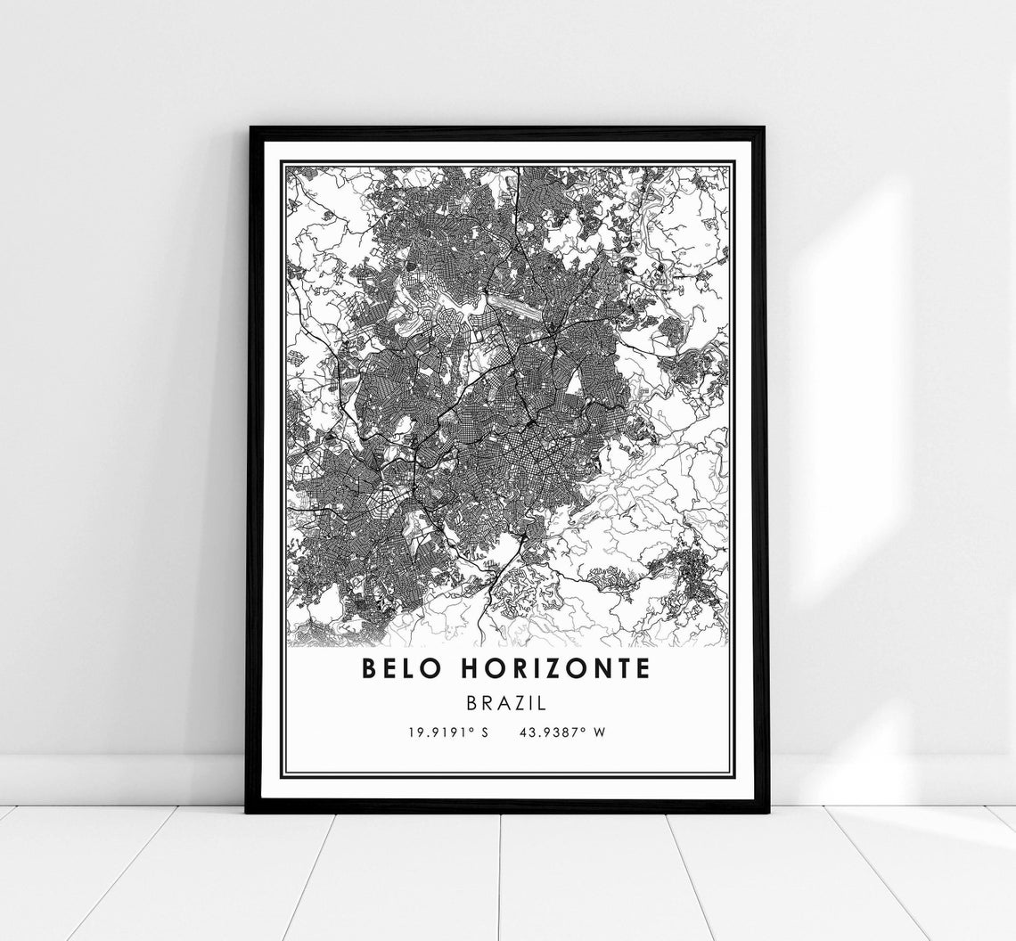 Belo Horizonte Brazil Minimalist City Street Map Line Art Poster