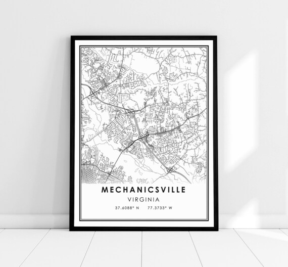 Mechanicsville Virginia Minimalist City Map Coordinates Wall Print