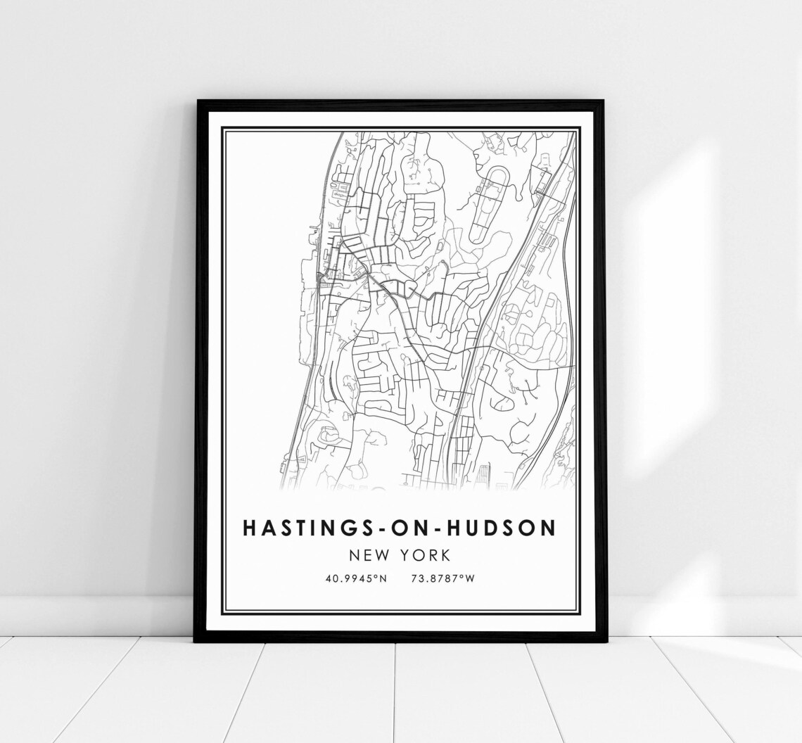 Hastings on Hudson New York Detailed City Street Map Art Poster