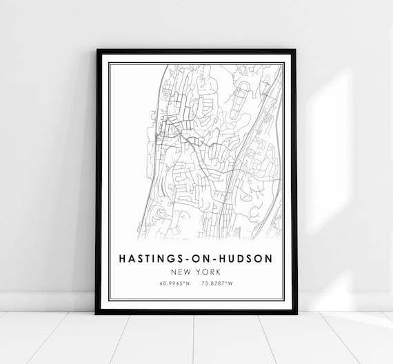 Hastings on Hudson New York Detailed City Street Map Art Poster