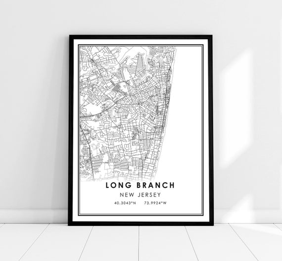 Long Branch Map Print Poster, New Jersey City