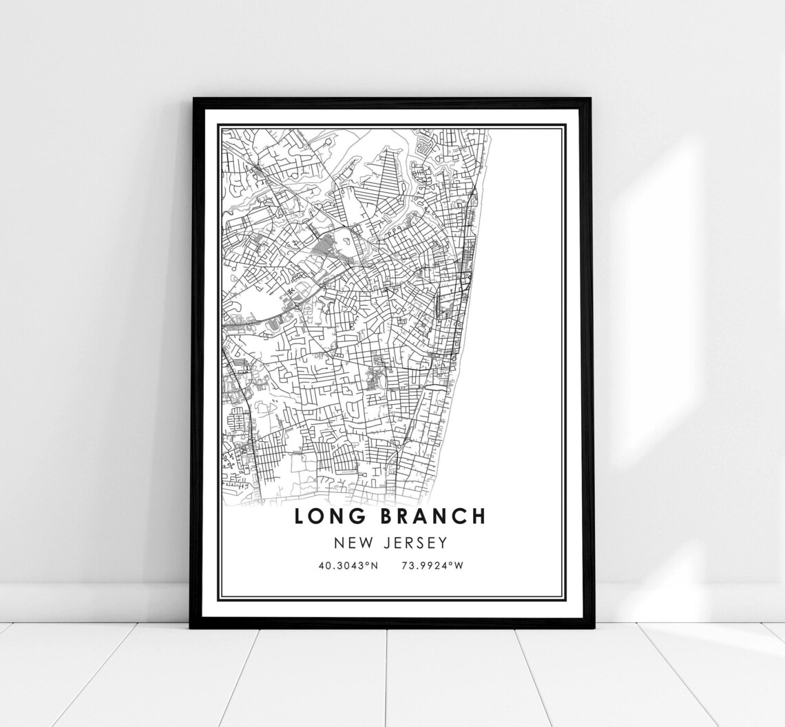 Long Branch Map Print Poster, New Jersey City