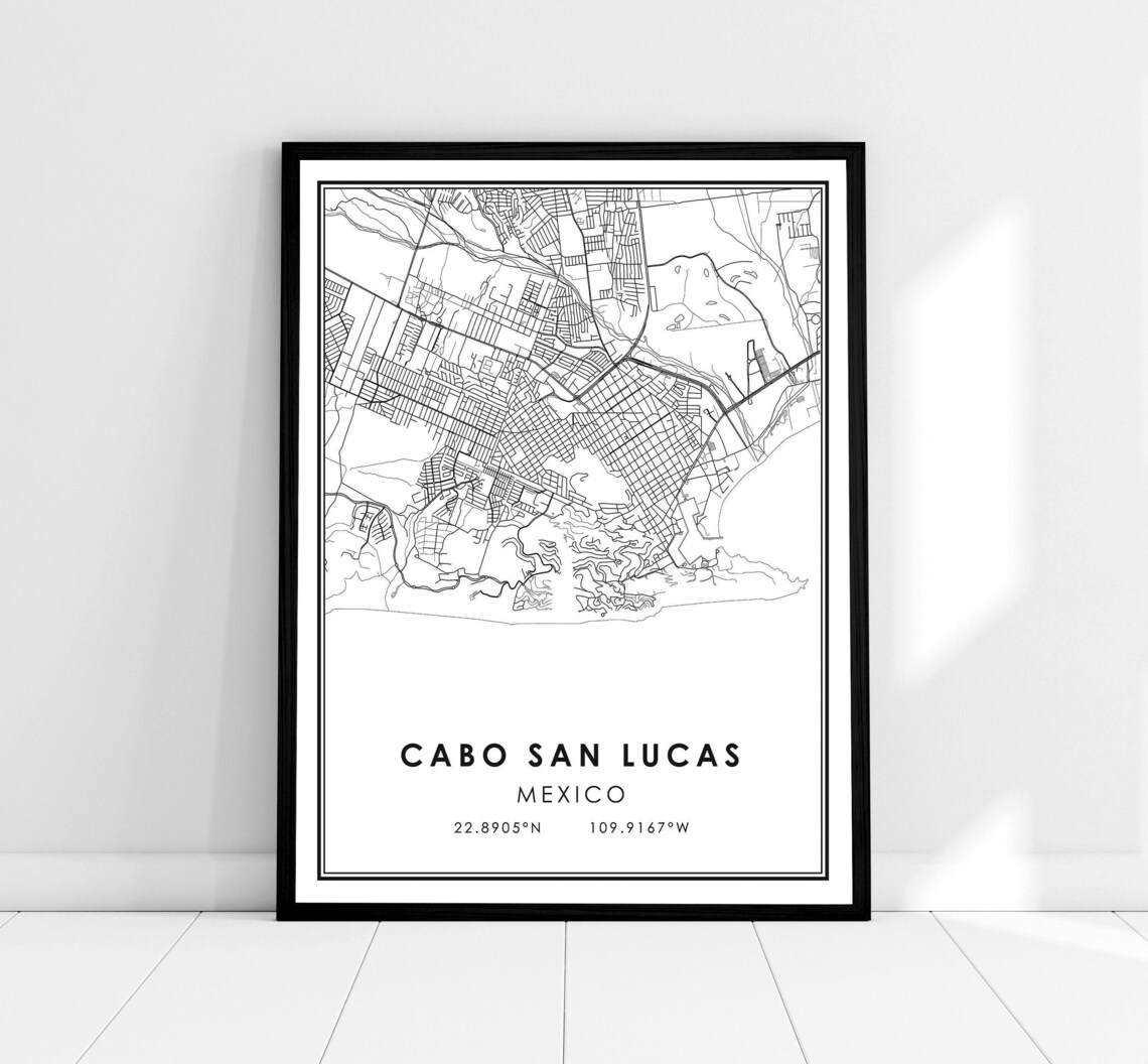 Cabo San Lucas Map Poster, Mexico Travel Print
