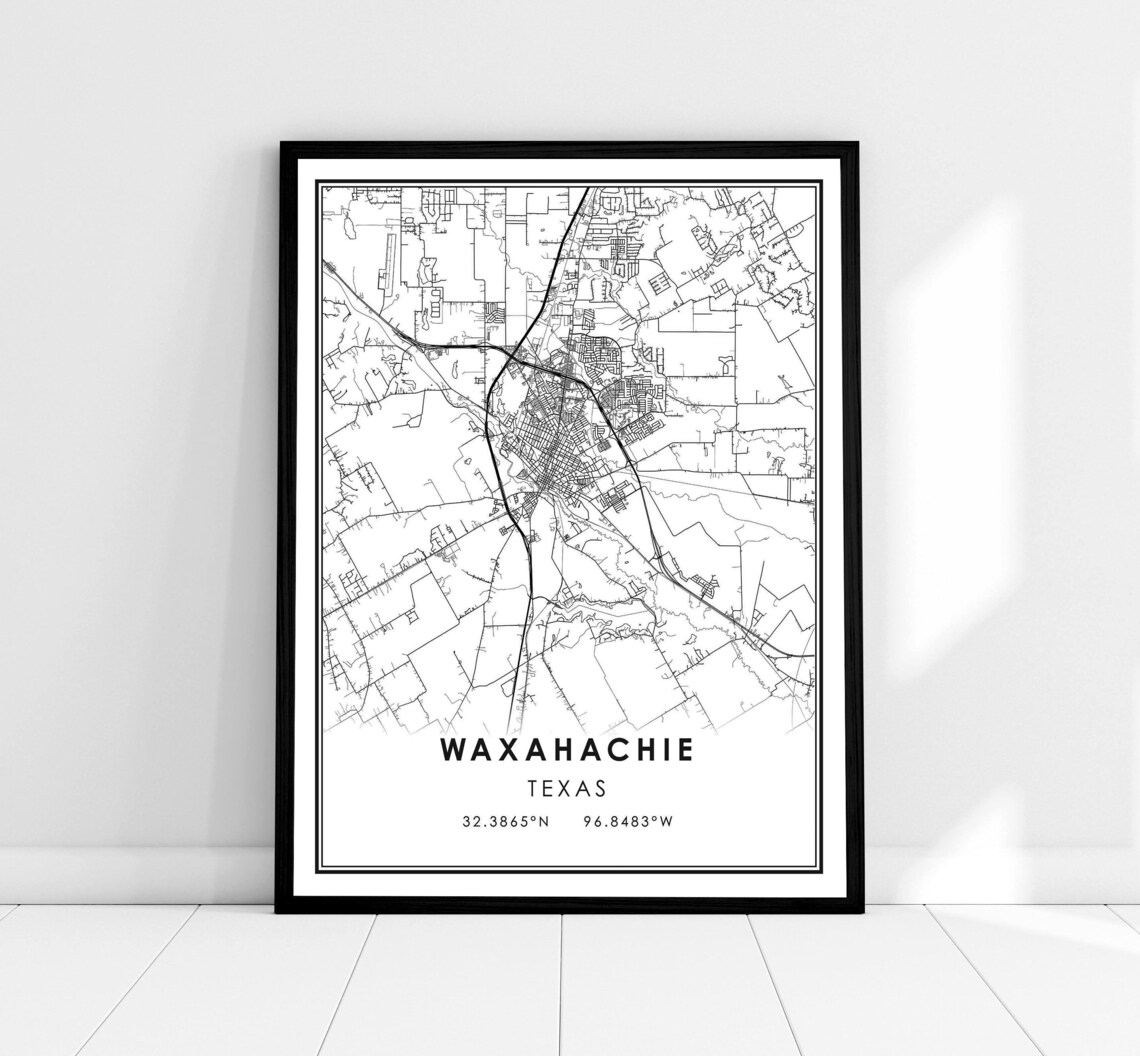 Waxahachie Map Print, Texas City Travel Poster