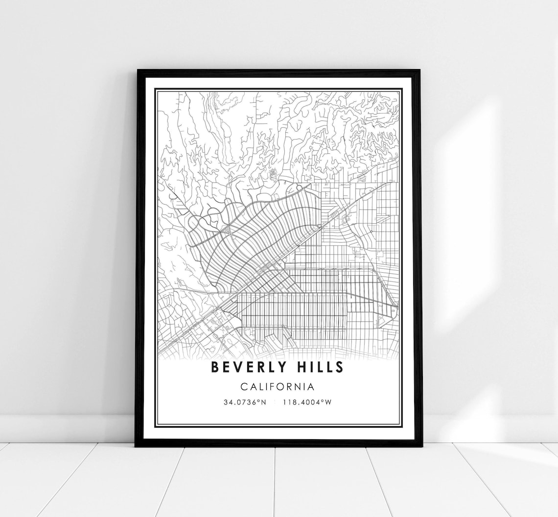 Beverly Hills Map Poster, City Travel Wall Art