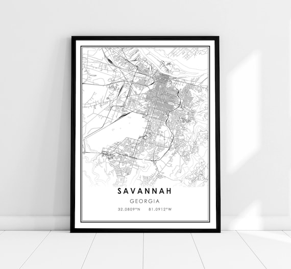 Savannah Map Poster Print, Georgia City Travel