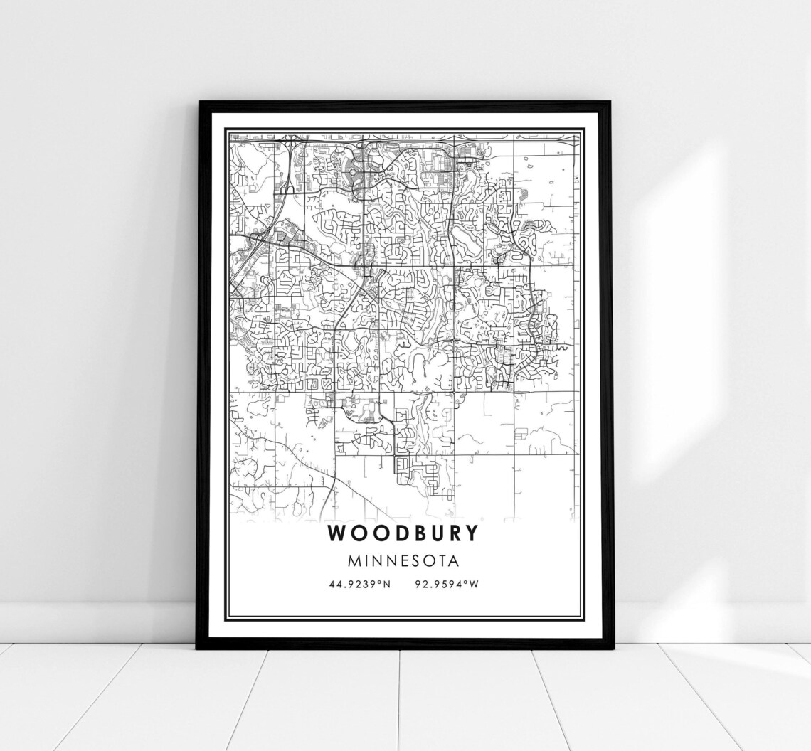 Woodbury Map Print, Minnesota City Travel Poster