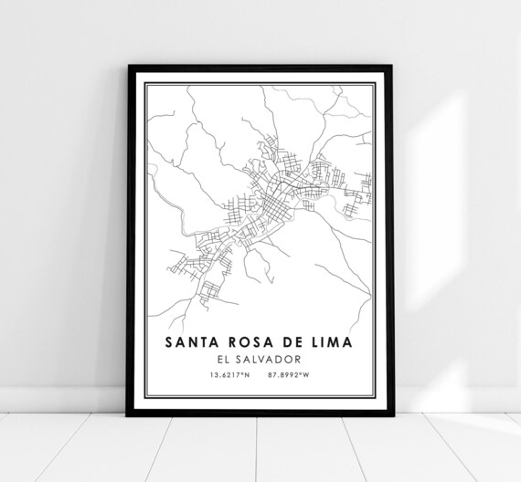 Santa Rosa de Lima El Salvador City Map Minimalist Line Art Poster
