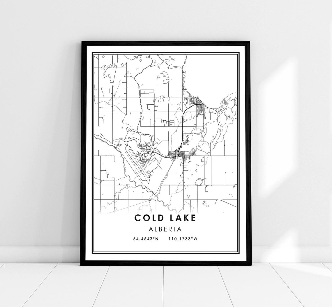Cold Lake Alberta City Map Street Art Minimalist Coordinates Print