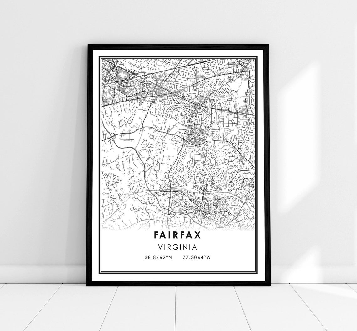 Fairfax Map Print Poster, Virginia City