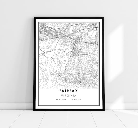 Fairfax Map Print Poster, Virginia City