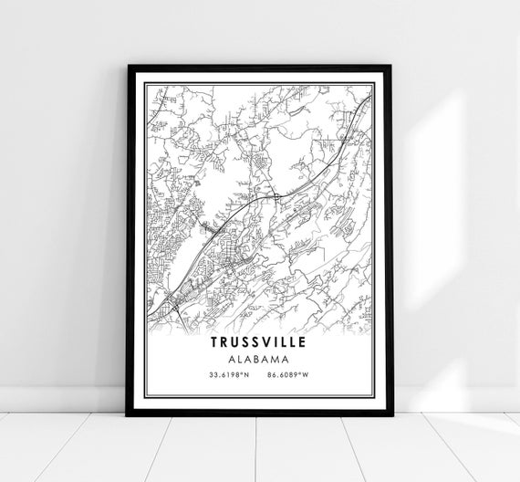 Trussville Map Print, Alabama City Travel Poster
