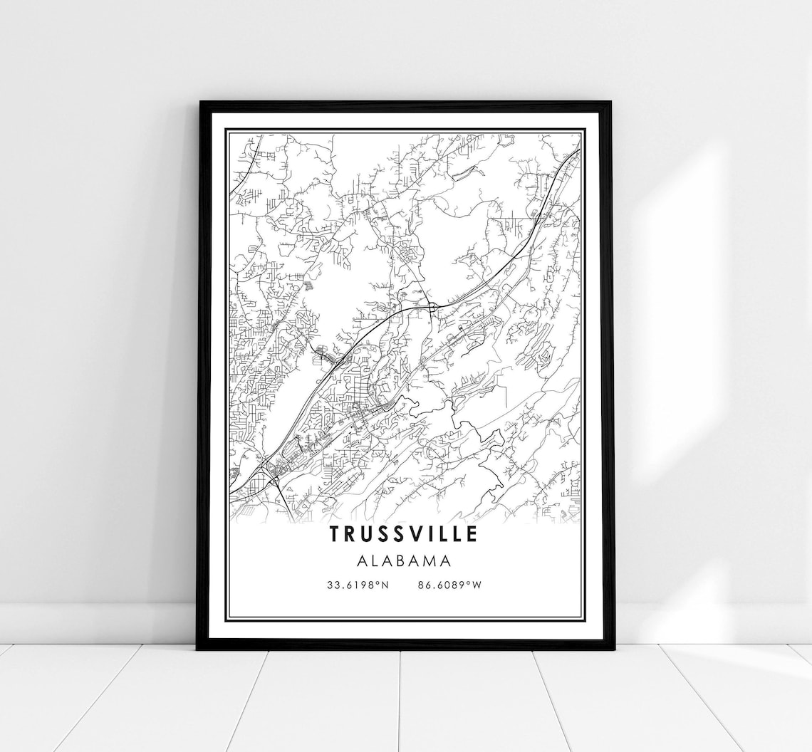 Trussville Map Print, Alabama City Travel Poster
