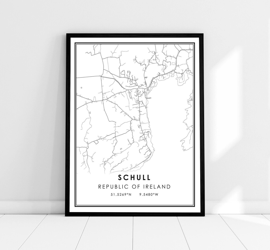Schull Ireland Minimalist City Map Poster Republic of Ireland Coordinates Art