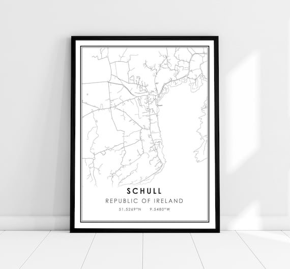 Schull Ireland Minimalist City Map Poster Republic of Ireland Coordinates Art