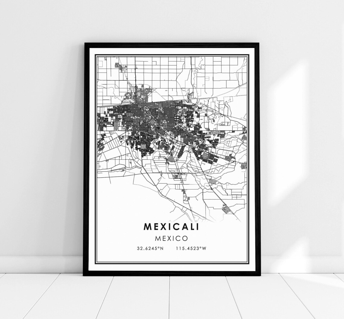 Mexicali Mexico Map Art Print, City Map Poster