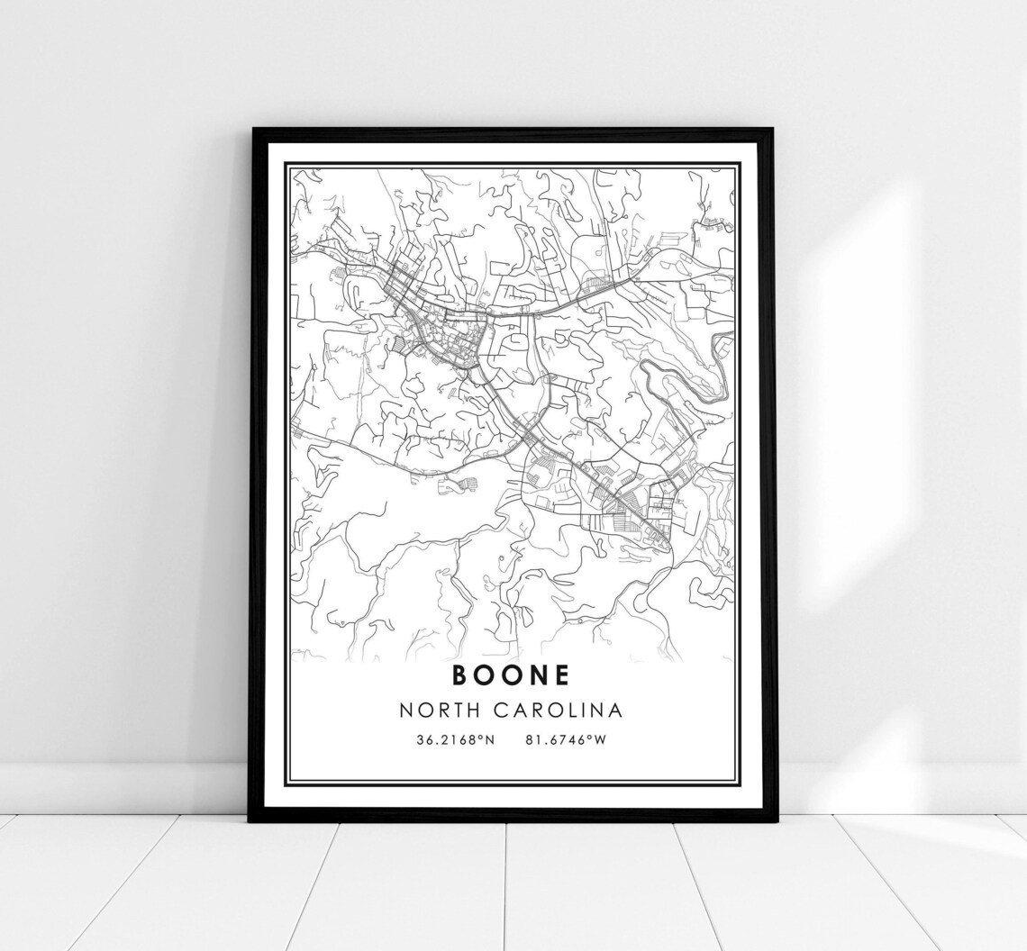 Boone Map Poster, North Carolina City Travel Print