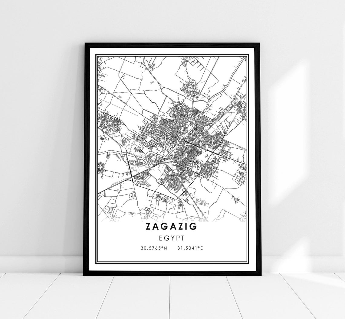 Zagazig Egypt Custom Street Map Coordinates Minimalist Poster