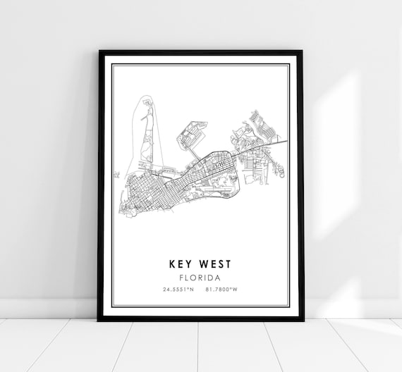 Key West Map Travel Poster, Florida City
