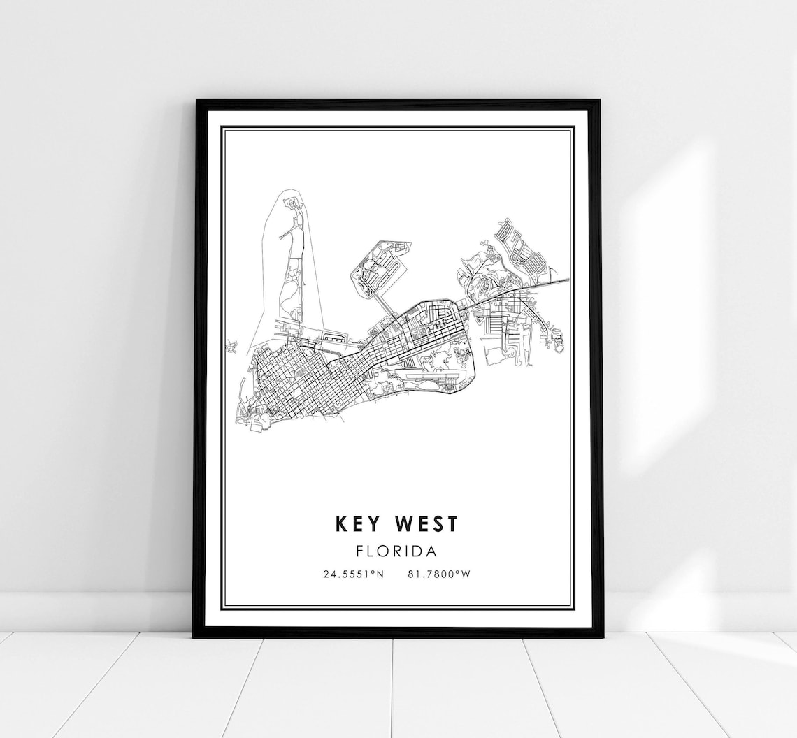 Key West Map Travel Poster, Florida City