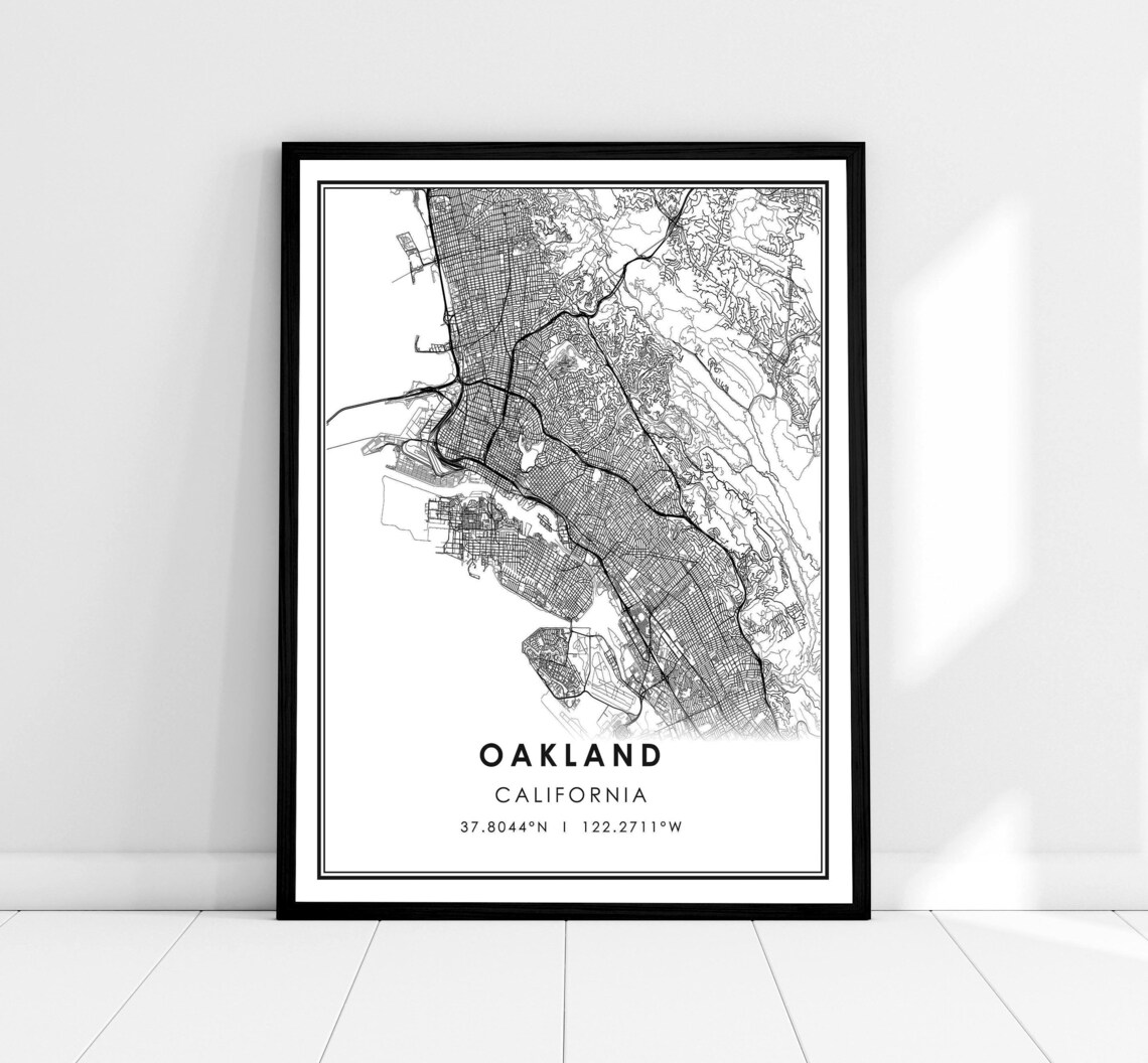 Oakland Map Travel Poster, City Wall Art Print