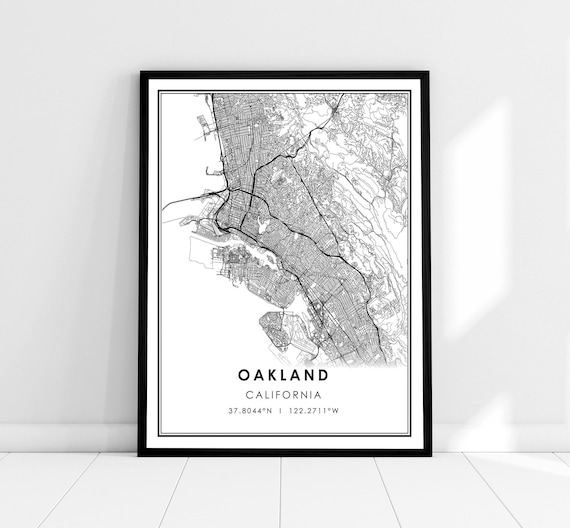 Oakland Map Travel Poster, City Wall Art Print