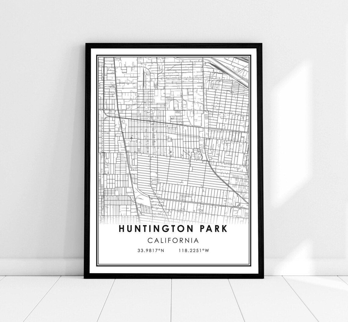 Huntington Park California Minimalist Street Map City Coordinates Poster